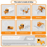 TEMI Diecast Engineering Construction Vehicle Toy Set w/ Play Mat, Truck Carrier, Forklift, Bulldozer, Road Roller, Excavator, Dump Truck, Tractor, Alloy Metal Car Play Set for Kids, Boys & Girls