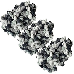 Chunky Blanket Yarn Chenille Finger Loop Yarn for Hand Knitting Blankets (White&Grey&Black)