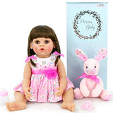 PURSUEBABY Real Life Reborn Baby Dolls Full Body Vinyl Girls 22 inch Abigail Washable Realistic Vinyl Reborn Toddler Baby Dolls, Adorable Rabbit Toy Gift Set with Gift Box
