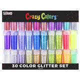 U.S. Art Supply Crazy Colors 30 Color Deluxe Glitter Shake Jars Set Kit - Extra Fine Glitter in