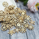 Flower Shape Wood Slices, Unfinished Wood DIY Craft Ornament 100pcs