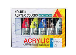 Holbein Heavy-Body Artist Acrylic Primary Set of 5, 60ml paints