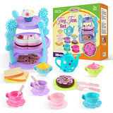 iBaseToy Kids Tea Set 35 Pieces - Pretend Play Tea Party Set Toys for Toddlers Boys Girls - Includes Full Tea Set with Pastries, Cake Stand and More, Food Safe Material and Dishwasher Safe