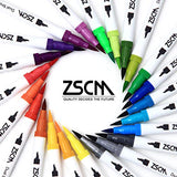 ZSCM 60 Colors Dual Fine Tip Brush Markers Art Pens Set, Fine and Brush Tip Colored Dual Pen for Kids Adult Coloring Books Drawing Bullet Journal Planner Calendar Art Projects