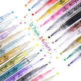 Acrylic Paint Marker Pens, l'aise vie Markers Water Based Paint Pens for Rock Painting, Wood, Metal, Plastic, Glass, Paper, Canvas, Fabric, Mugs, Scrapbooking Craft, Card Making (0.7mm Tip, 24 Colors)