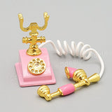 Odoria 1/12 Miniature Victorian Rotary Telephone Dollhouse Decoration Accessories, Pink
