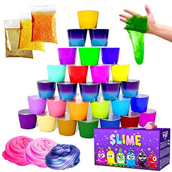 54 Pieces Slime of 3 Different Designs, Dark Slime, Shinning Slime and Multicolor Slime Kit for Boys & Girls with Cute Charms Multiple Party Favor’s Gifts, Non-Sticky & Soft Stress Relief Slime Kits