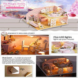 YuanYang hotpot 2020 Dollhouse Miniature with Furniture, DIY Dollhouse Wooden Miniature Furniture Set with LED Lights and Dust Cover for Adults and Teens