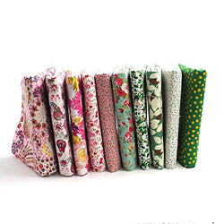 RayLineDo 10 Pcs Different Pattern Multi Color 100% Cotton Poplin Fabric Fat Quarter Bundle 18" x