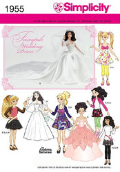 Simplicity 1955 Wedding Doll Clothes Sewing Patterns, for 10.5'', 11.5'' and 12.5'' Dolls