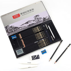 Nyoni Sketch Pencil Set for Artist, Beginner, Student with Metal Case Graphite Charcoal Drawing Supplies
