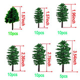 NW 55pcs Mixed Model Trees Model Train Scenery Architecture Trees Model Scenery with No Stands Street View Model Scale for Model Building Dollhouse Decoration (55pcs All Green（1.57-3.54inch）)