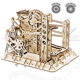 ROKR 3D Assembly Wooden Puzzle Brain Teaser Game Mechanical Gears Set Model Kit Marble Run Set Unique Craft Kits Christmas/Birthday/Valentine's Gift for Adults & Kids Age 14+(LG503-Lift Coaster)