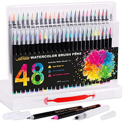 Vacnite Watercolor Brush Pens, Set of 48 Colors Watercolor Markers and 2 Water Pens, Flexible Real Brush Tips, Paint Pens for Artists, Beginners, Adults and Kids Coloring, Calligraphy and Drawing