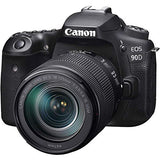 Canon EOS 90D DSLR Camera with 18-135mm Lens (3616C016) + EF-S 55-250mm Lens + 64GB Memory Card + Case + Corel Photo Software + LPE6 Battery + External Charger + Card Reader + More (Renewed)