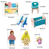 BullkerDirect Miniature Dollhouse Models DIY Decor Doll House Kit Wooden Doll House Furniture Baby Room Set Miniature Models DIY Assembled Toys with Chair Bed Stroller