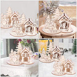 Amosfun 2Pcs Christmas Wooden Houses to Paint Craft DIY Village Houses Christmas 3D Unfinished Cutout Holiday Xmas Table Centerpiece for Shelf Bedroom