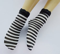 Black & White Striped Short Tight Socks for 1/3 1/4 1/6 BJD and For Blythe Doll