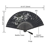 OMyTea Grassflowers 8.27"(21cm) Hand Held Folding Fans - With a Fabric Sleeve for Protection for