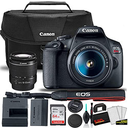 Canon EOS Rebel T7 DSLR Camera with 18-55mm Lens Starter Bundle + Includes: Canon EOS Bag + Sandisk Ultra 64GB Card + Clean and Care Kit + More (Renewed)