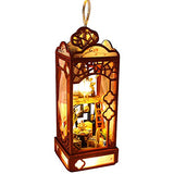 ZQWE Wooden Hanging Miniature Kit Chinese Style Romantic Hanging Lamp DIY Puzzle Toy House Portable Hollow Wooden Lantern House