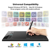 UGEE M708 Graphics Tablet, 10 x 6 inch Large Active Area Drawing Tablet with 8 Hot Keys, 2048