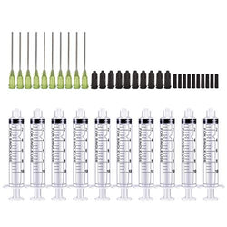 BSTEAN 10ml Syringes 14Ga 1.5 Inch Blunt Tip Needle Storage Caps - Glue Applicator, Oil Dispensing (Pack of 10)
