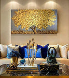 Boieesen Art,24x48Inch Oil Hand Painting 100% Handmade Canvas Painting Abstract Landscape Artwork Palette Knife Tree of Life Acrylic Painting Stretched and Framed Ready to Hang