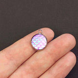 4 Mermaid Charms Pink Scale Antique Silver Tone 18.5mm x 14mm HM006 Jewelry Making Supply Pendant