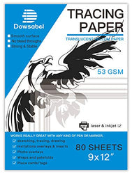 Dowsabel Artist’s Tracing Paper, 36 LBS, 80 Sheets 9” x 12” Translucent Sketching and Drawing Paper for Pencil, Marker and Ink, 53 GSM