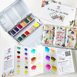 Professional Watercolor Paint Set | 12 Unique Water Colors for Adult in Inspirational Watercolor Tin w/ Removable Tray| Travel Watercolor Set | Mini Watercolor Set for Adults | Paint Palette with Lid