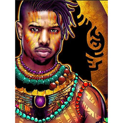 SKRYUIE 5D Diamond Painting African American Man Full Drill by Number Kits, Diamond Art African American Men Paint with Diamonds DIY Rhinestone Pasted Set Arts Craft Decorations (12x16 inch)