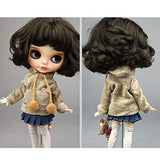 menolana 1/6 Comfortable Hoodie Pullover for Mini Dollfie DOD DZ 1/6 Scale BJD Doll Dress Up, Clothes for Blythe Takara Licca, Look Cool on Your Beloved Dolls - Brown