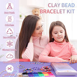 HTVRONT 7500 PCS Clay Bead Kit - 24 Colors Clay Beads Bracelet Kit, Clay Beads for Jewelry Making, Flat Clay Bead Bracelet Kit with Charms, Clay Bead Set Jewelry Making Supplies