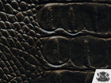 Vinyl Crocodile Allie BLACK Faux / Fake Leather Fabric By the Yard