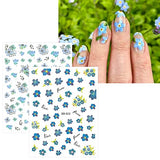 JMEOWIO 9 Sheets Spring Flower Nail Art Stickers Decals Self-Adhesive Pegatinas Uñas Leaves Nail Supplies Nail Art Design Decoration Accessories