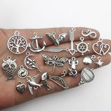 100g (about 100pcs) Craft Supplies Small Antique Silver Charms Pendants for Crafting, Jewelry