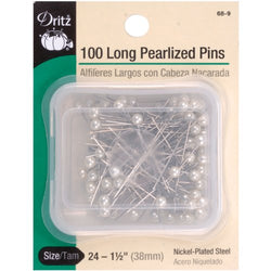 Dritz 100-Piece Long Pearlized Pins, 1-1/2-Inch, White