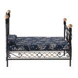 OPLLER 1: 12 Miniature Bedroom Furniture Metal Bed with Mattress Accessory Black