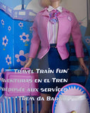 BARBIE TRAVEL TRAIN FUN w Barbie Doll, Carry On BAG, & Apron (2001)