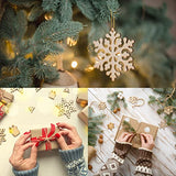 Sggvecsy Unfinished Wooden Snowflakes Ornaments, 36Pcs Christmas Tree Hanging Decoration Wood Cutouts DIY Craft Snowflake Shaped Embellishments Xmas Rustic Crafts with Twine (4 inch)