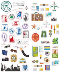 Polaroid Colorful & Decorative Travel Stickers for Zink 2x3 Photo Paper Projects (Snap, Zip, Z2300,