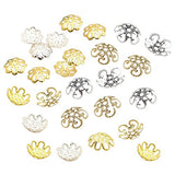 600PCS Gold Silver Iron Filigree Flower 9mm 10mm Bead Caps for Jewelry Making End Caps by SkyCooool