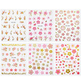 Cherry Blossom Nail Art Stickers 3D Flower Nail Decals Pink Floral Peach Blossom Design Self Adhesive Spring Summer Nail Stickers for Women DIY Acrylic Nail Decoration Manicure Tip