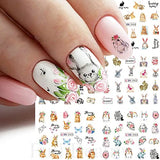 Easter Nail Art Stickers Bunny Water Transfer Nail Stciker Decal Cute Rabbits Egg Bunny Carrot Nail Design Nail Art Supplies for Acrylic Nail Easter Day Nail Decal for Women Kids Manicure Decor 12sheets