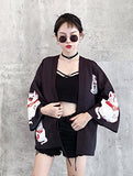 Women's 3/4 Sleeve Japanese Shawl Kimono Cardigan Tops Cover up OneSize US S-XL