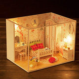 CONTINUELOVE Miniature Doll House with Furniture - DIY Wooden Dollhouse Kit with LED Light and Dust Proof Cover - 1:24 Scale Mini Dreamy Bedroom -Best Gift for Teens and Adults ( Sweet Star Dream )