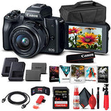 Canon EOS M50 Mirrorless Digital Camera with 15-45mm Lens (Black) (2680C011) + 64GB Memory Card + Case + Corel Photo Software + LPE12 Battery + Charger + Card Reader + HDMI Cable + More (Renewed)