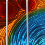 Statements2000 Abstract Rainbow Large Metal Wall Art 3D Painting Hanging Sculpture Panels by Jon Allen, Red/Blue/Orange, 96" x 36" - Simple Elation XL