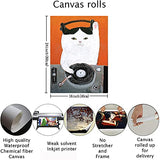 Cat Canvas Wall Art Cute Cartoon Cat Canvas Wall Art Cat Poster Funny DJ Cat Art Prints Lovely Kitten Wall Art Abstract Animal Music Print Painting Modern Home Music Room Studio Living Room UNFRAMED